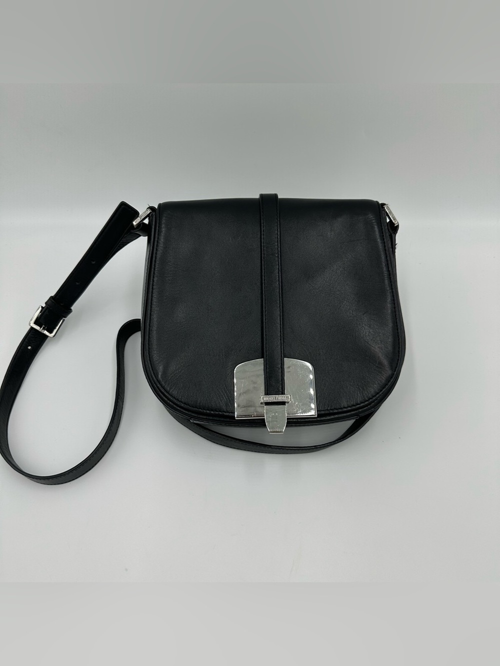 Michael Kors Black Leather Crossbody with Silver Hardware